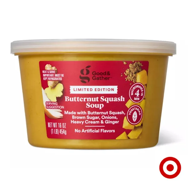 Ad butternut squash soup Good Gather at Target